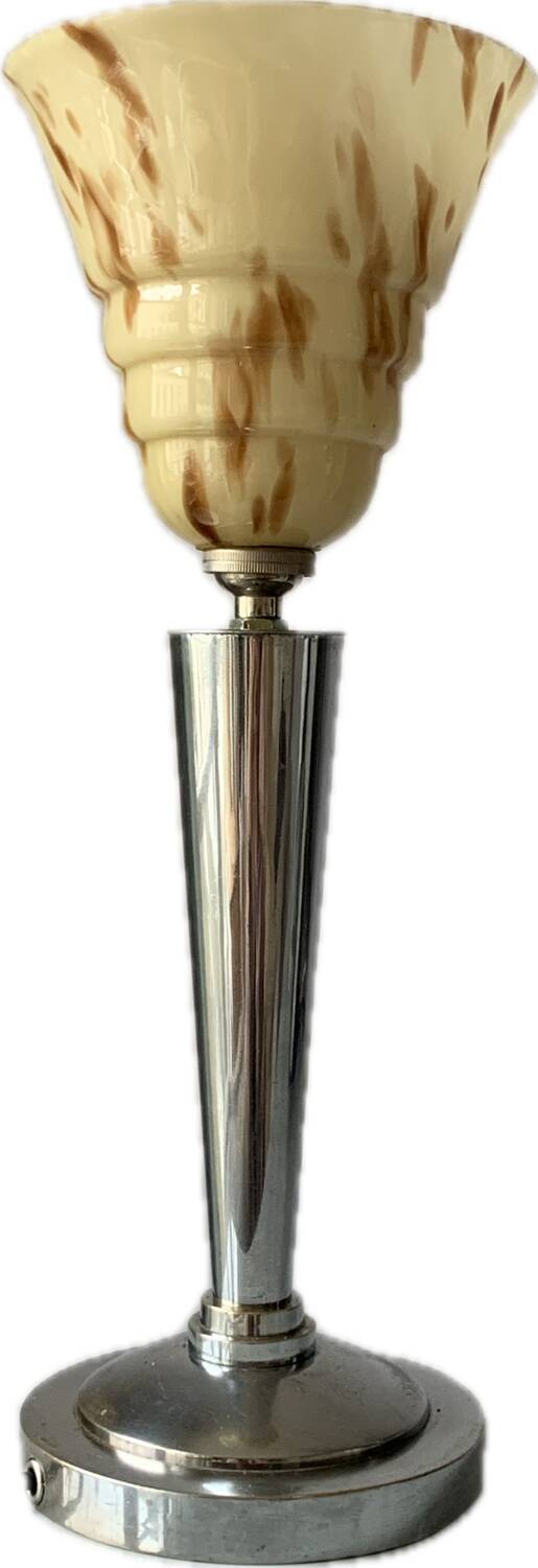 Silver bronze art deco table lamp