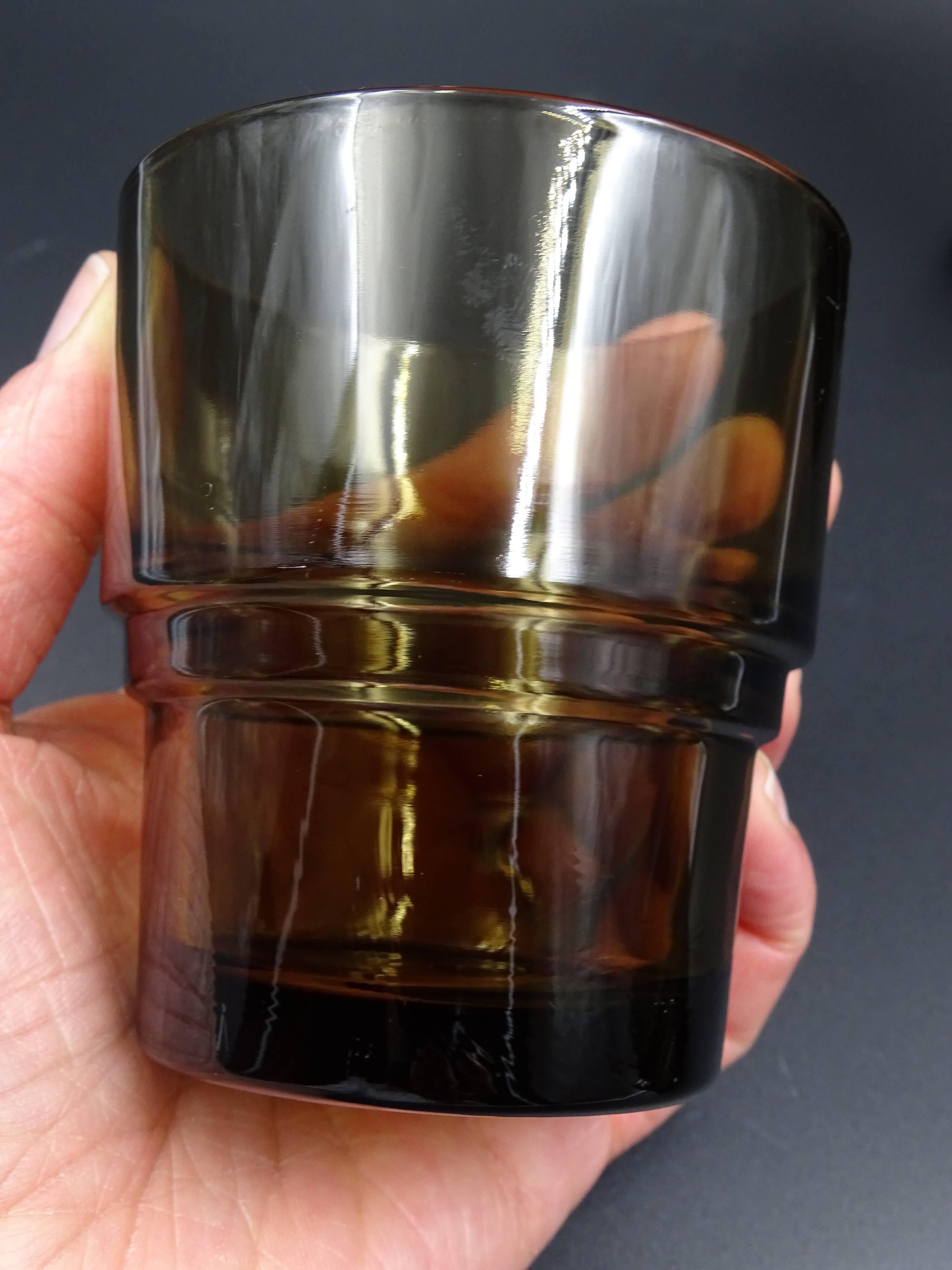 Set of 6 smoked glasses of the brand vereco - around 1970