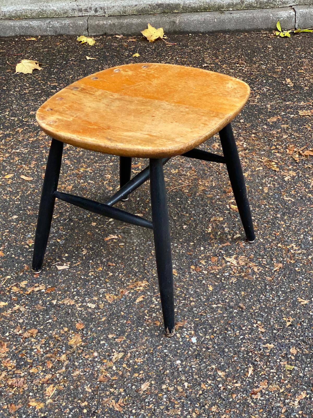 Vintage Scandinavian stool for Asko in solid wood