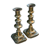 Two modern brass candlesticks
