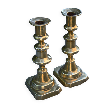 Two modern brass candlesticks