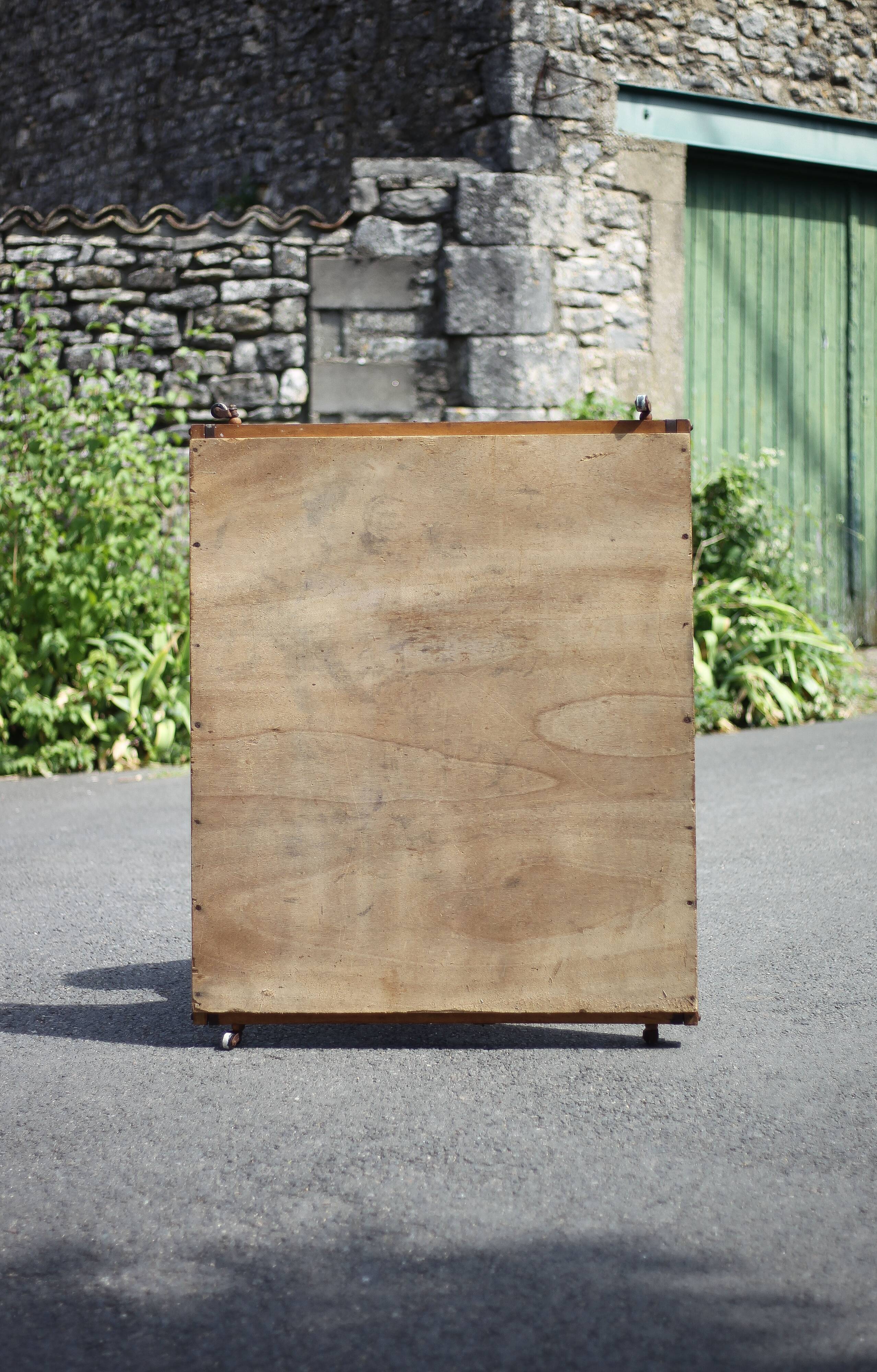 Folding wooden baby park on wheels, vintage park