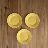 3 vintage yellow dessert plates