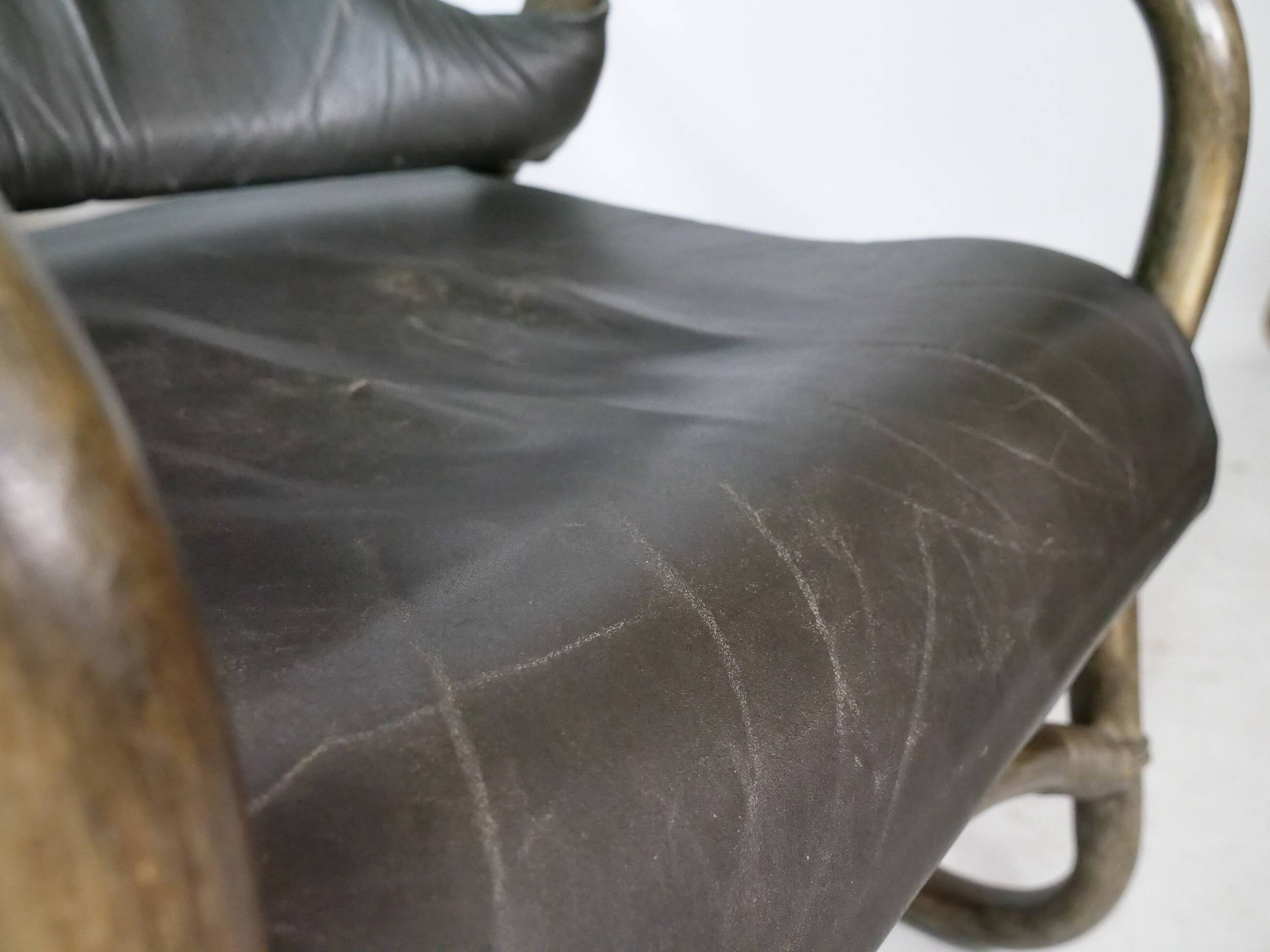 Fauteuils en bambou et cuir attribués à Horsnæs, lot de 2, années 1960