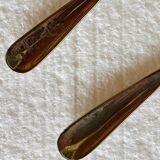 Set of 6 lobster forks and tongs, silver plated metal by Silea, circa 70