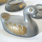 Set of vintage tin and brass duck boxes