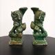 Pair of Foo Dog candle holders in ceramic, China 19th century