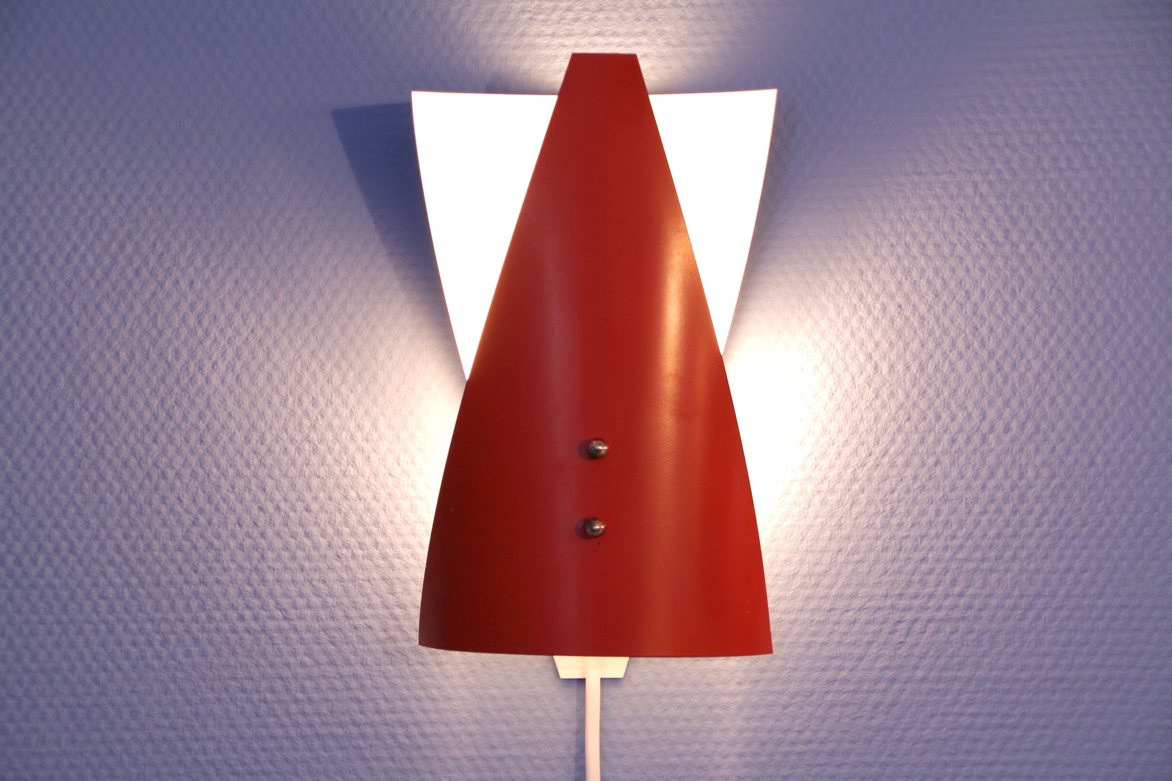 Set of 2 dutch wall lights in red and yellow, 1960s