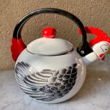 Kettle sheet metal enamel vintage 80s kamenstein decorations rooster