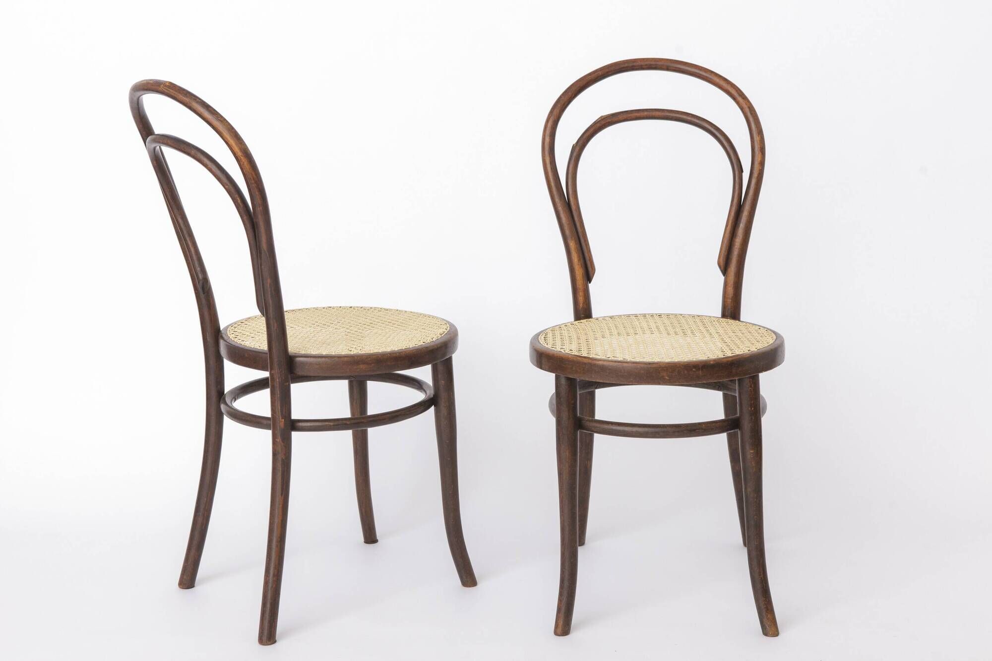 Set of 2 Antique Thonet Bentwood Chairs, Vienna Cafe Chairs, Early 1900s