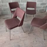 Set of 4 designer chairs from the 60s, chrome and fabrics