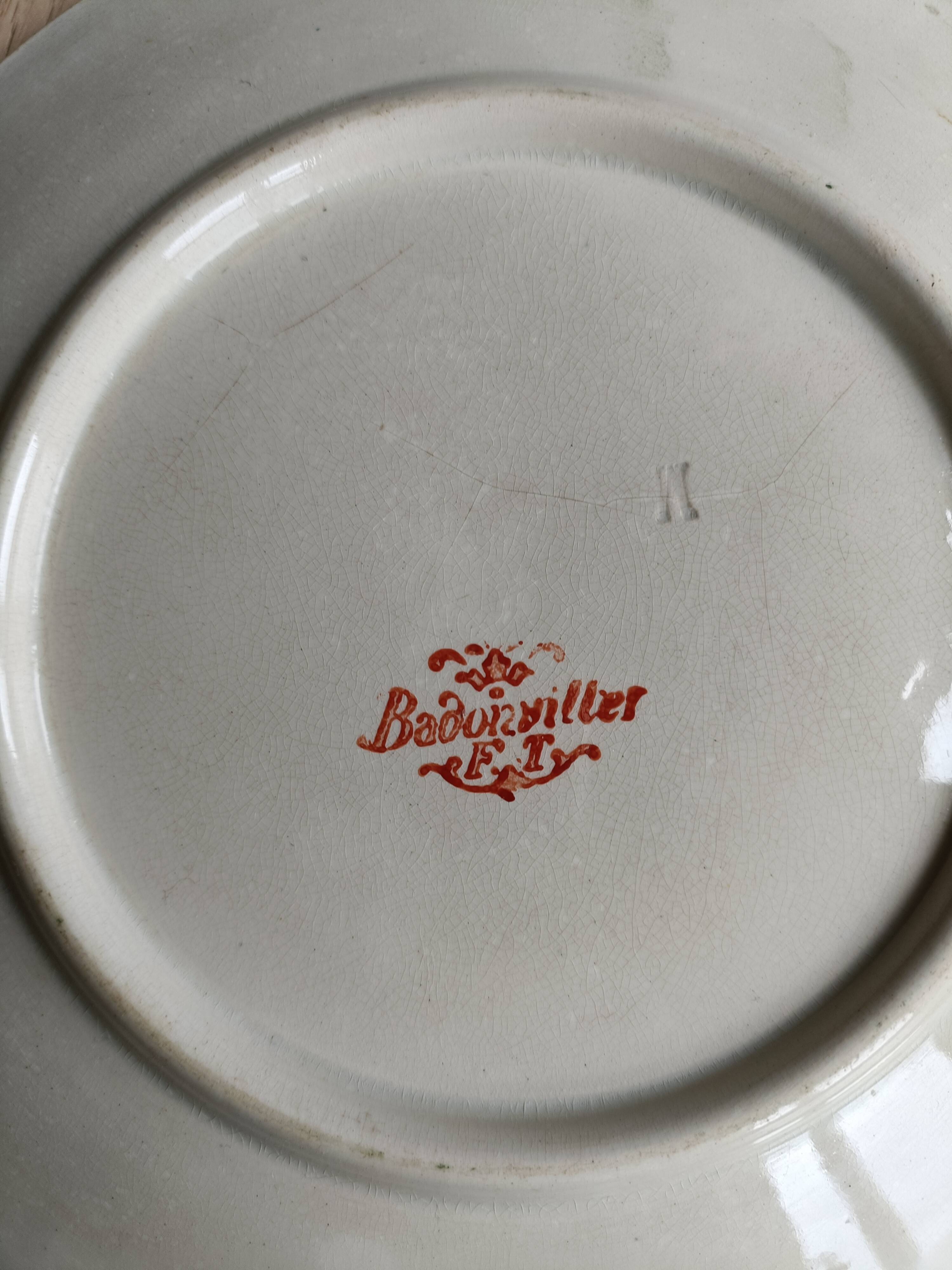 Rare Badonviller plates late 19th mistletoe decor