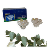 Lot of crystal flower candle holders.