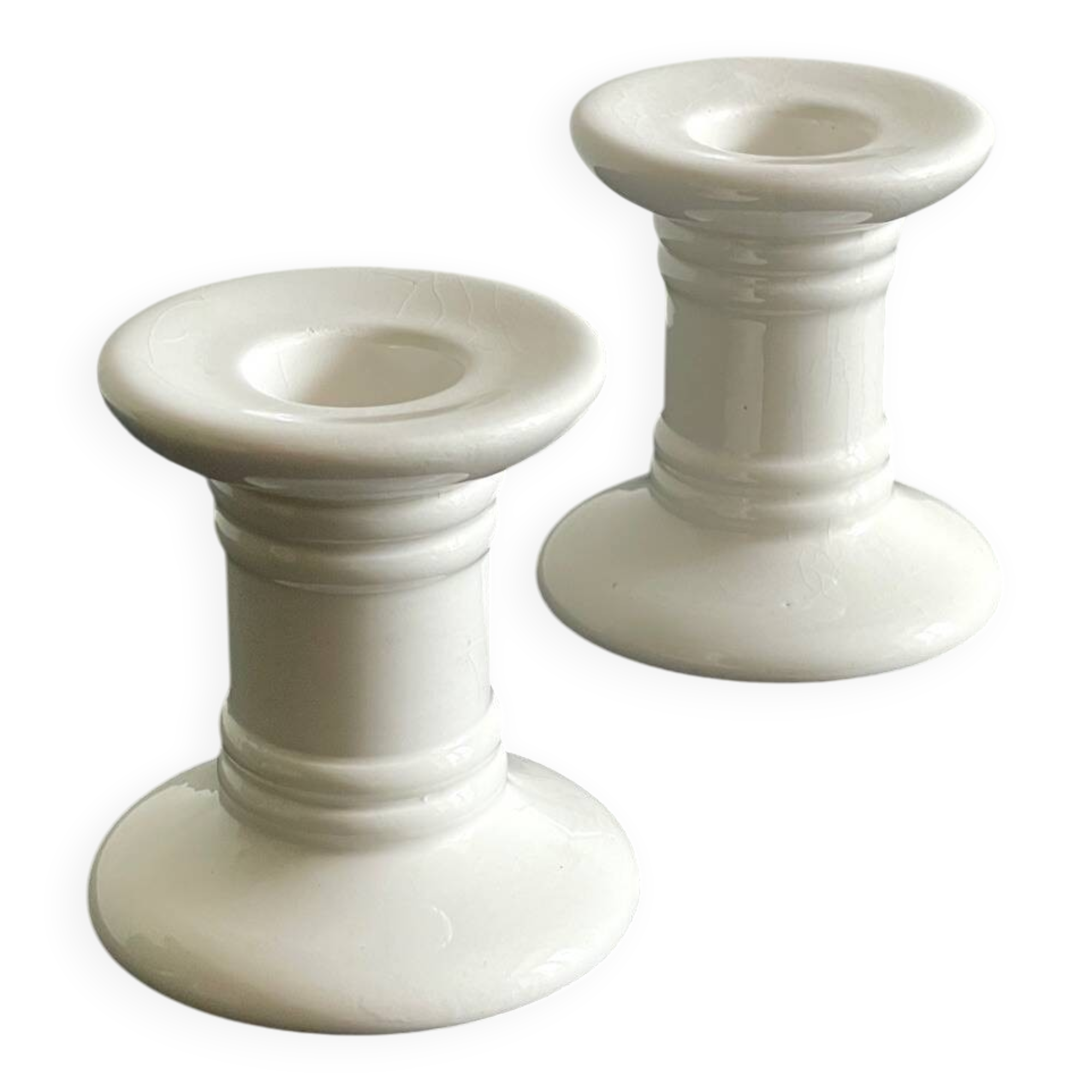 White Ceramic Coil Candlesticks