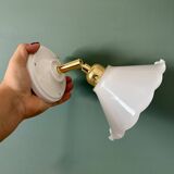 Vintage wall lamp with white opaline glass shade