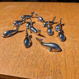 Silver knife holders whale model