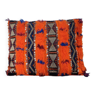Orange Berber cushion vintage Kilim style