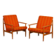 Paire de fauteuils en bois des années 1970