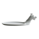 Avignon white porcelain dish in the shape of a goat.