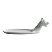 Avignon white porcelain dish in the shape of a goat.