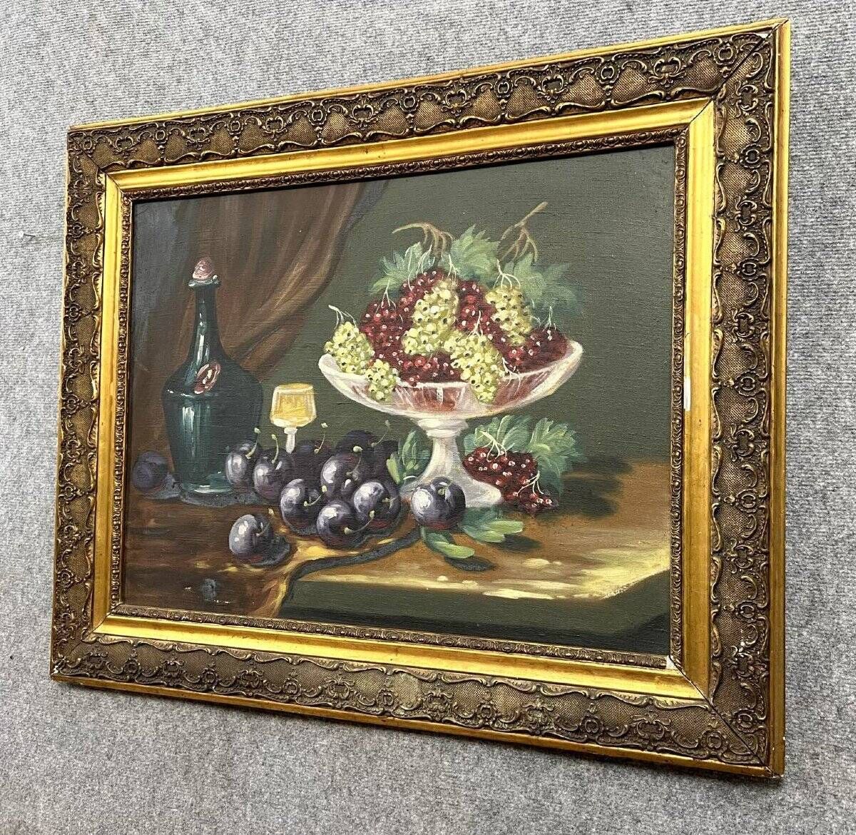 Tableau huile sur toile : nature morte aux fruits (A)
