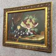 Tableau huile sur toile : nature morte aux fruits (A)