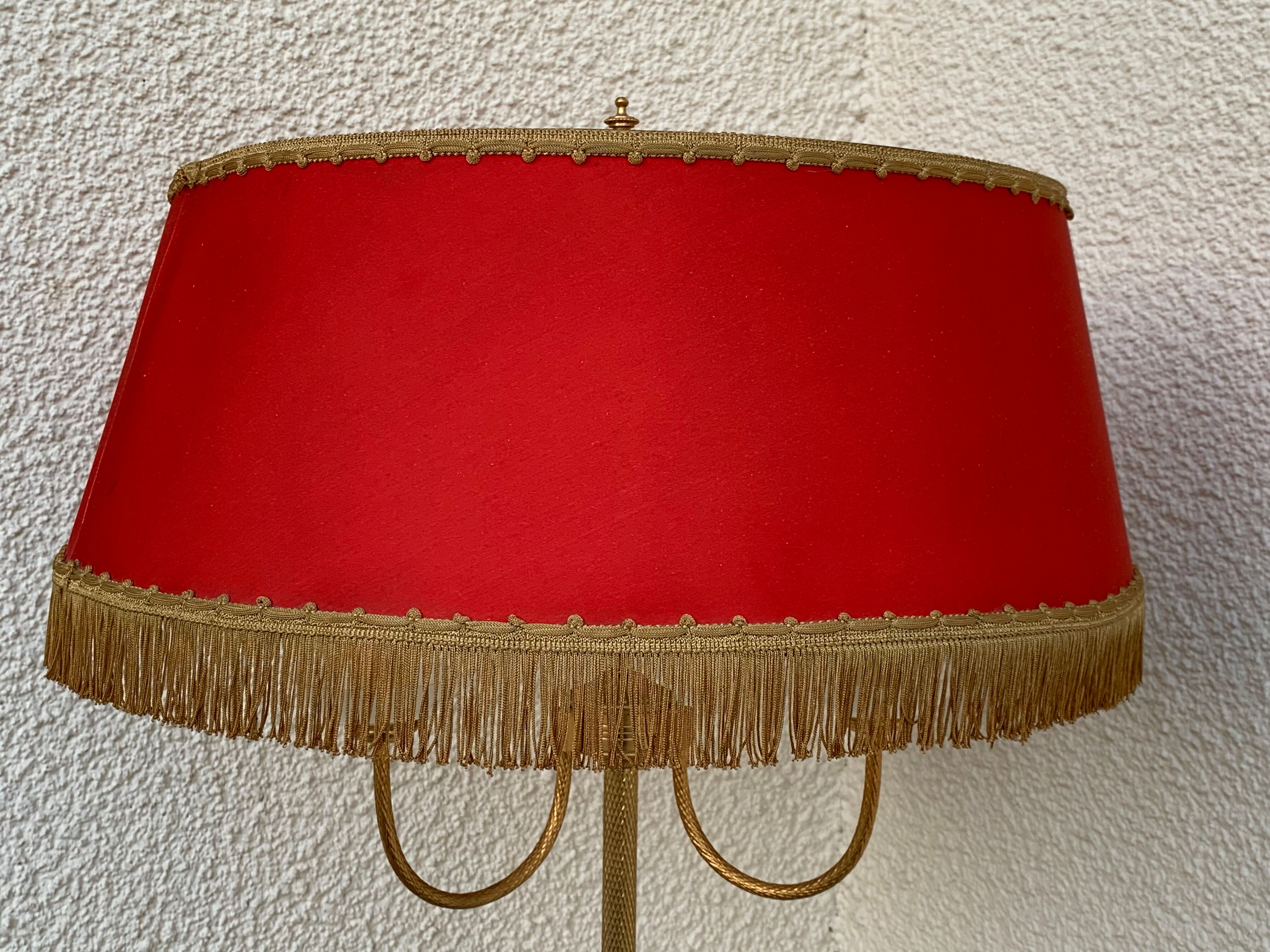 Vintage brass floor lamp in scale and opaline 1950