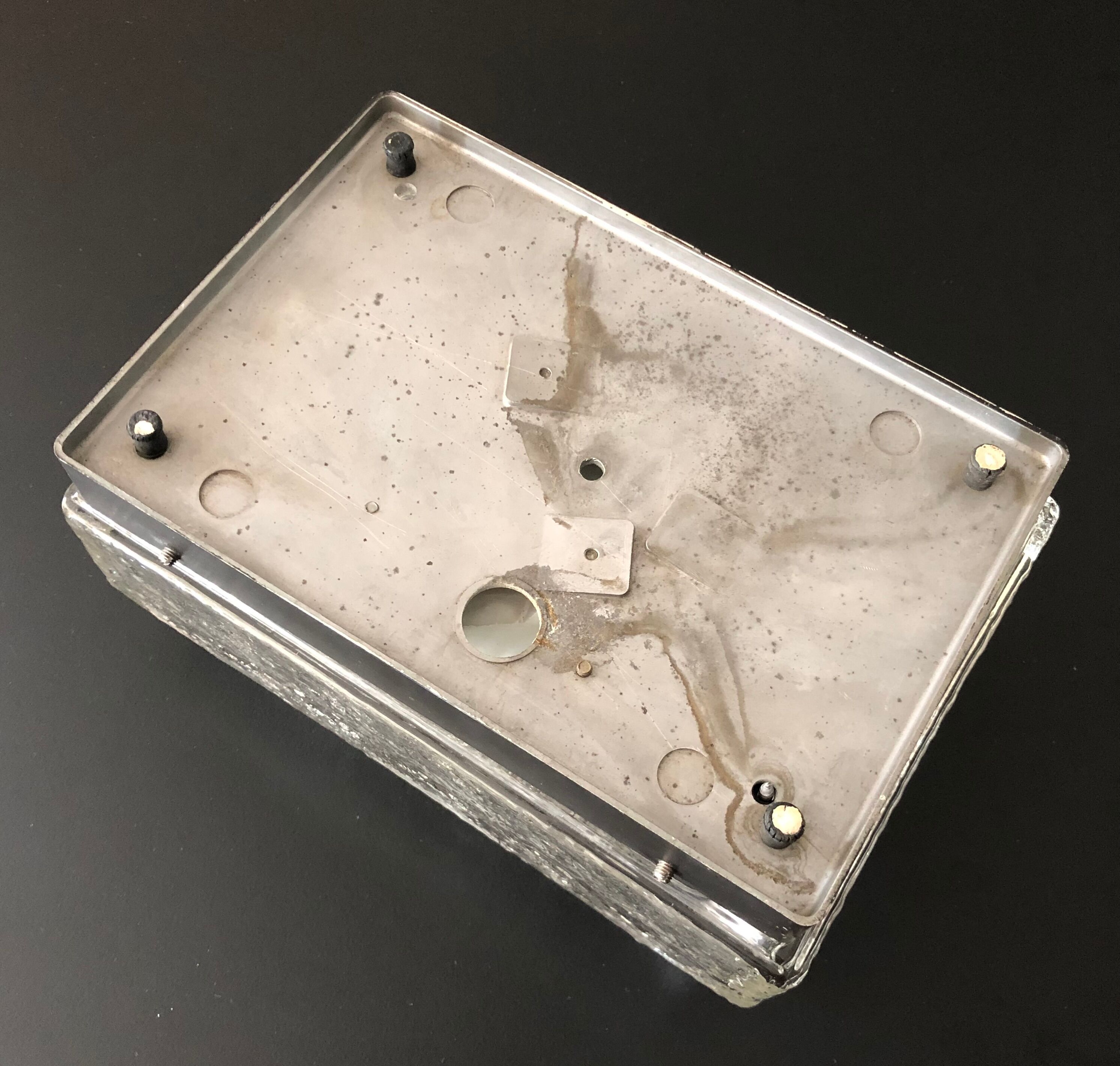 Rectangular embossed glass wall lamp from Limburg, Germany 1970