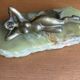 Art Deco female sculpture in bronze with onyx base.