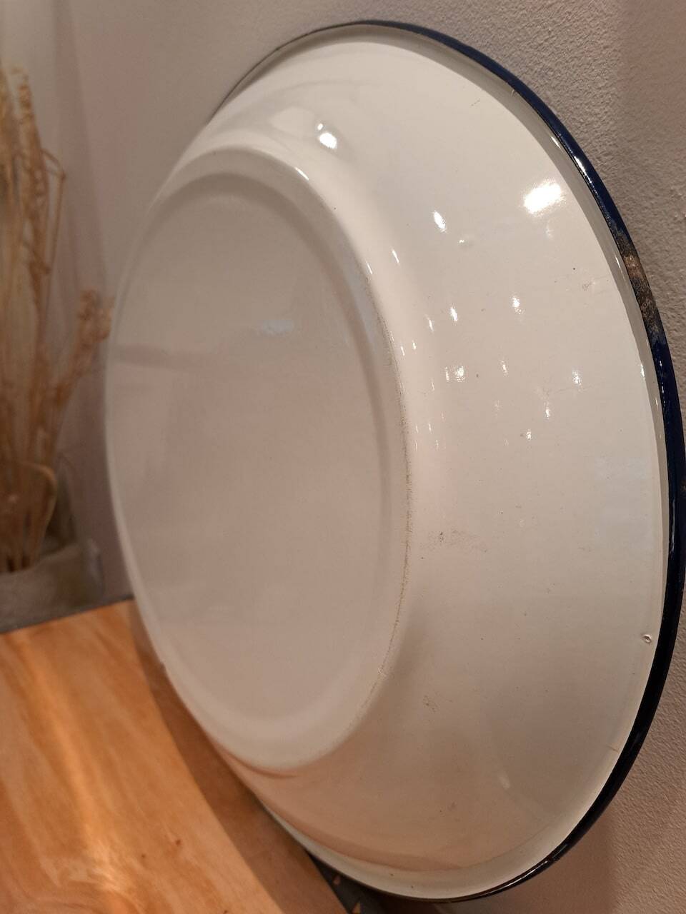 Vintage oval white enamel tray