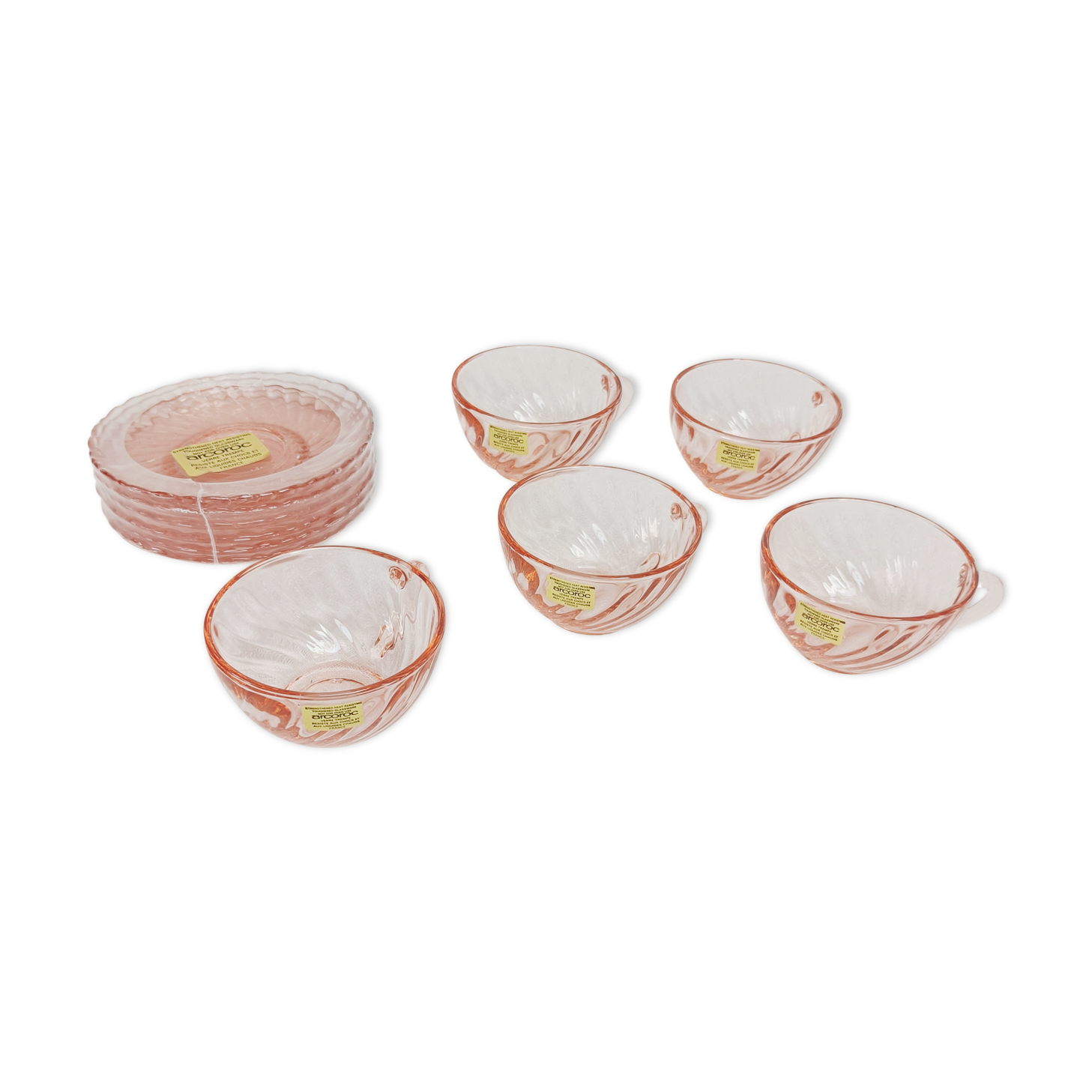 Set of 6 coffee cups and saucers Arcoroc Rosaline