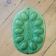 Vintage green relief majolica egg dish - 1960s