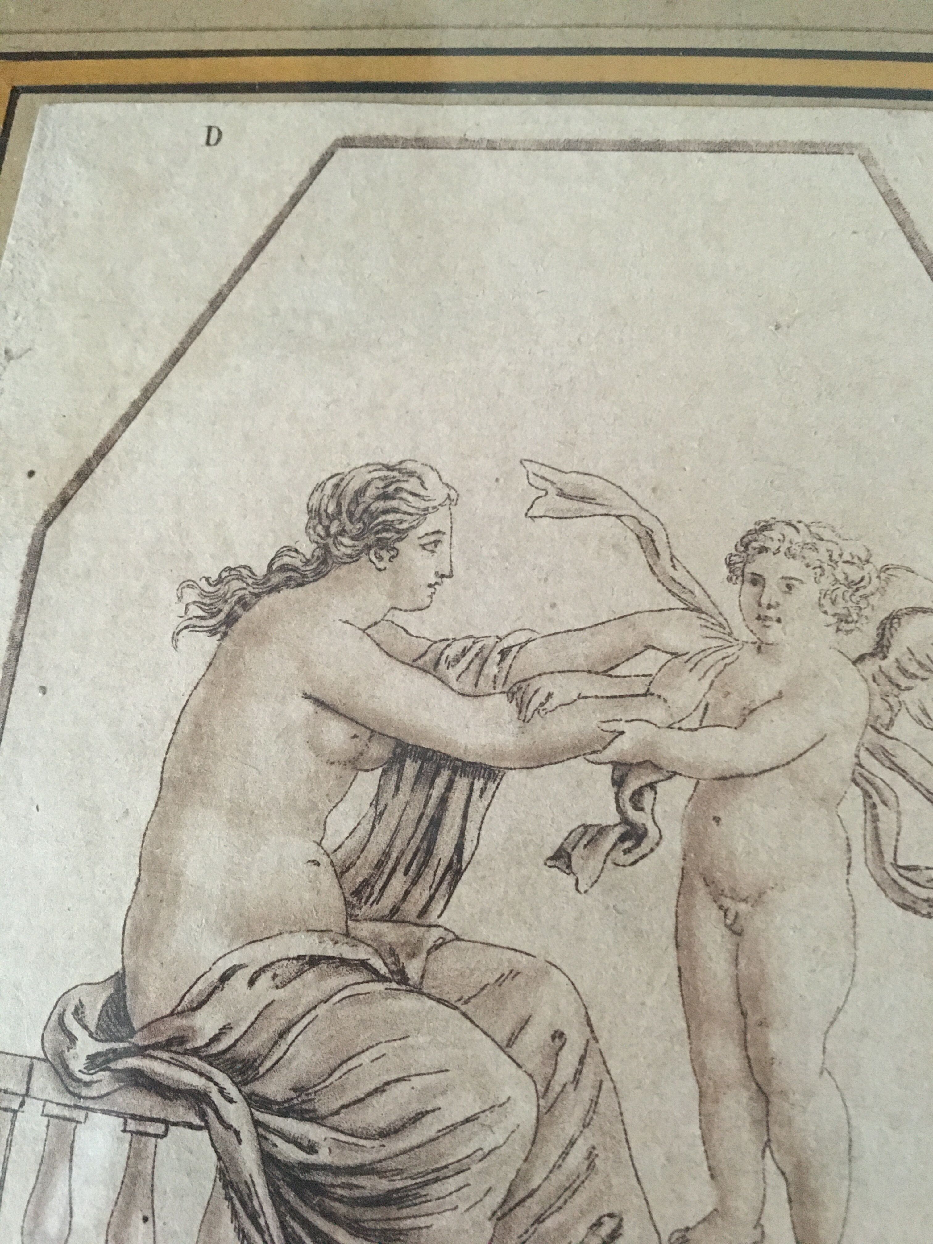 Cadre doré vitré et sa gravure antique 1900
