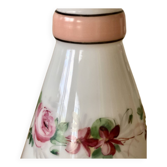 White opaline vase with floral decoration