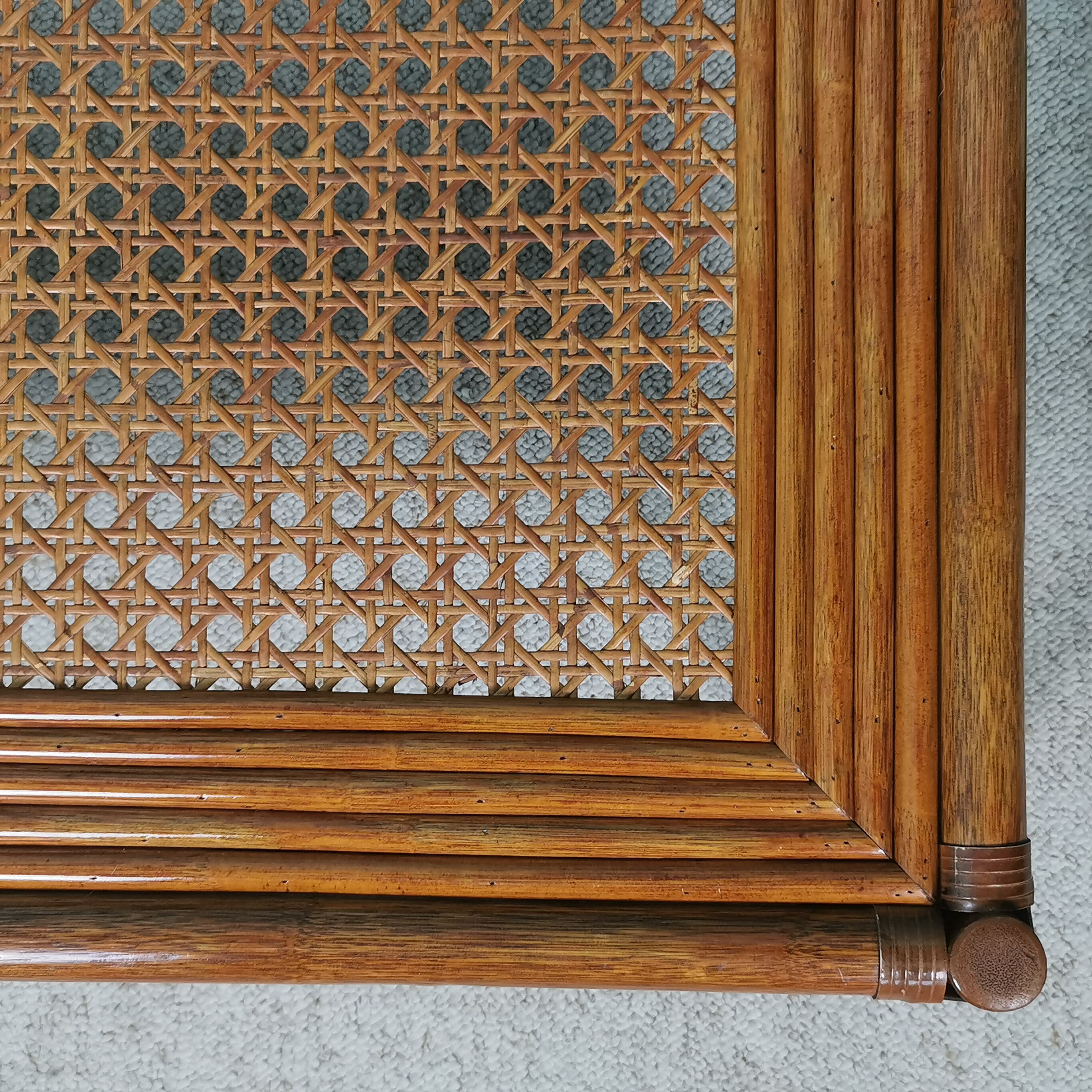 Bamboo and glass coffee table
