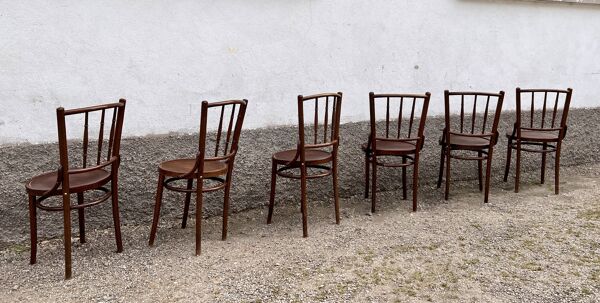 Série de 6 chaises bistrot troquet parisien 1950