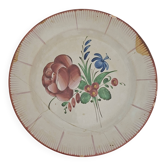 Antique Eastern faience plate from the 18th/19th century – Painted pink floral decoration