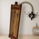 Vintage coat rack mid-century wooden rack with metal hooks, 55 × 40 × 92 cm