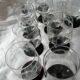 Suite of 11 glasses with engraved glass wine foot of the years 1940 colored foot