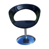 Vintage Armchair Chrome, Plastic and Leather Black