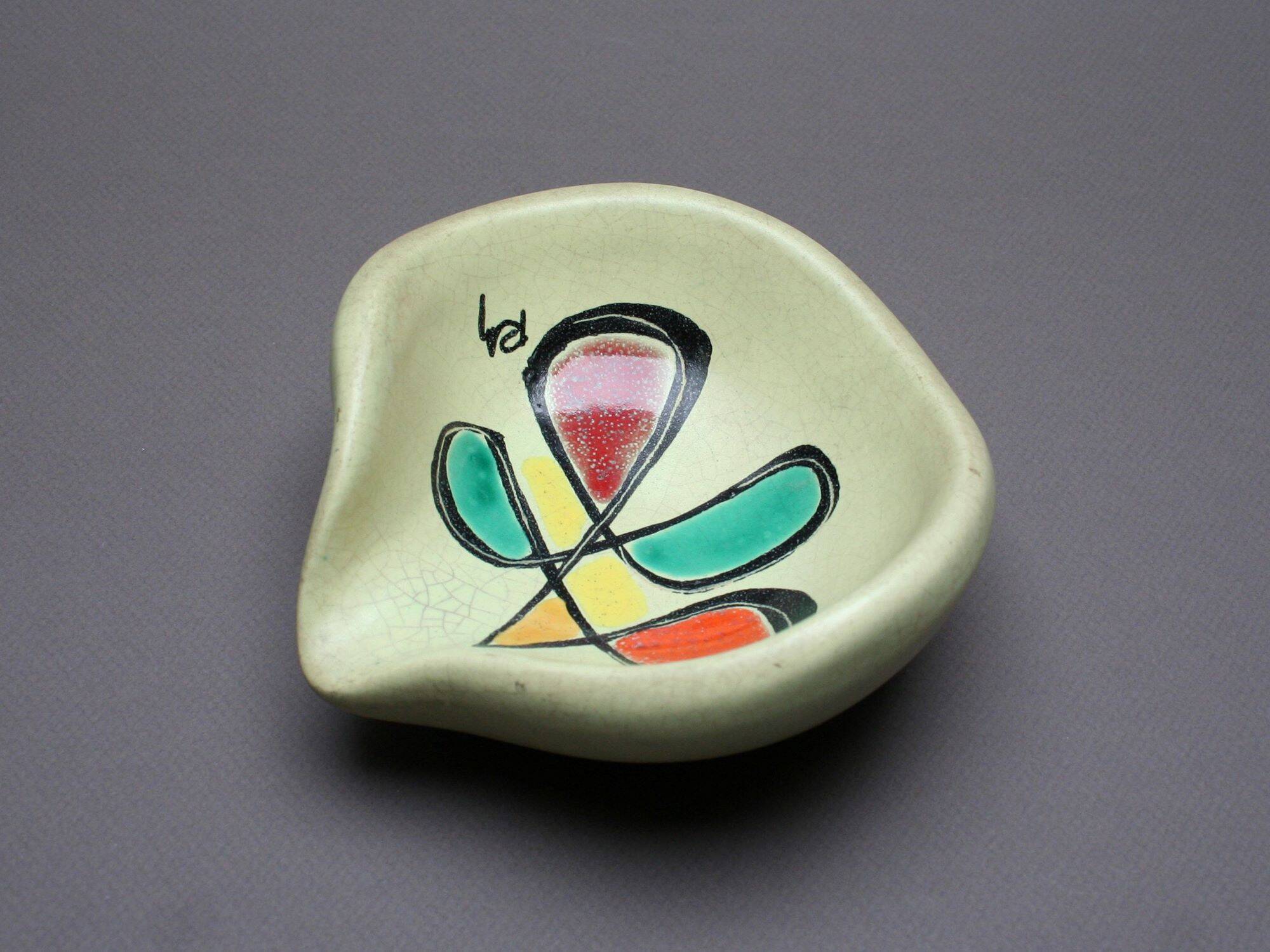 Empty pocket signed in pottery abstract pattern 1950s
