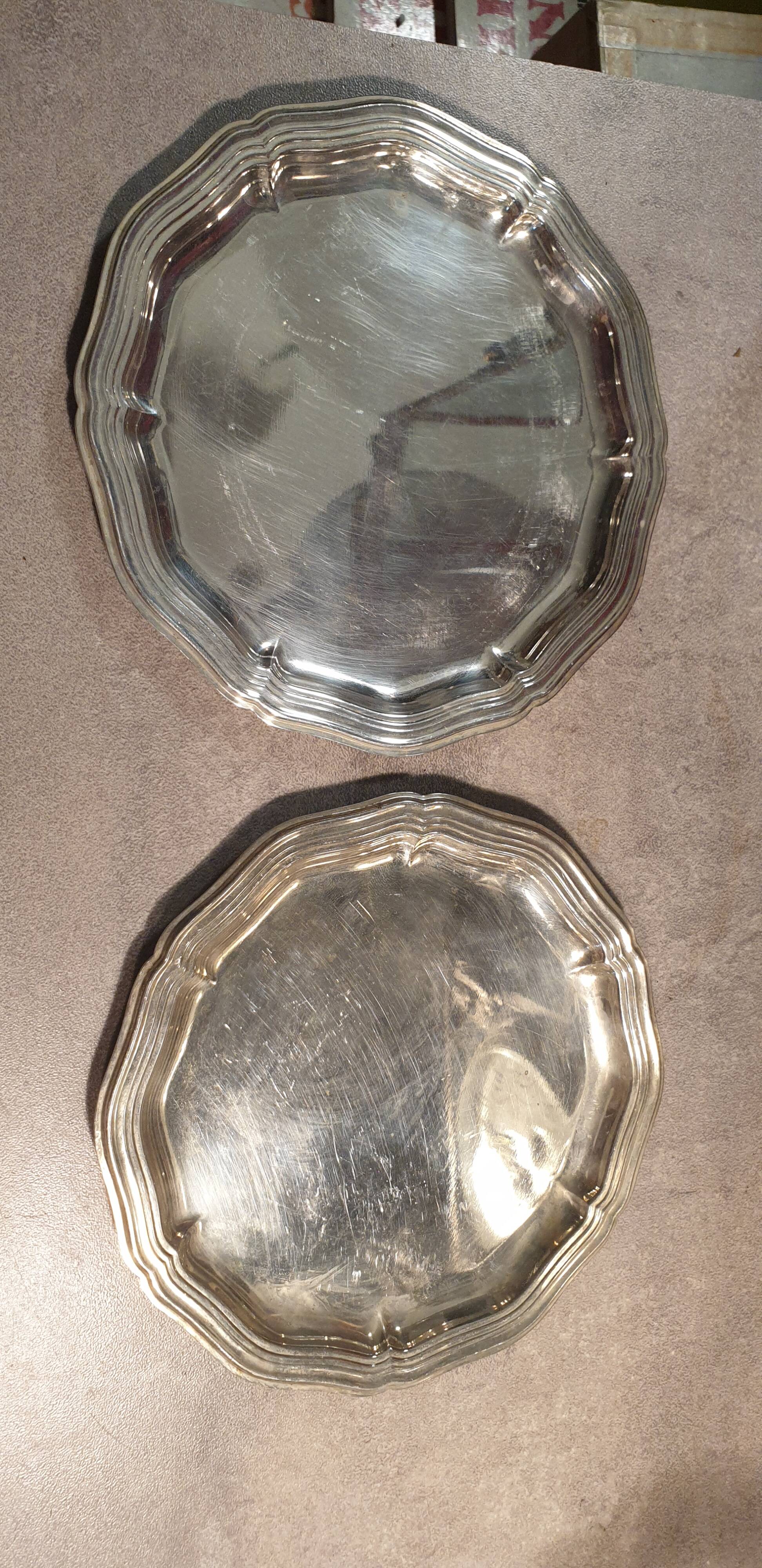 4 carved silver metal coasters