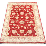 Oriental Wool Ziegler Carpet Handwoven Deep Red Area Rug- 100x152cm