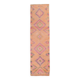 Peach & Pink Hallway Vintage Runner Rug, 84x310Cm
