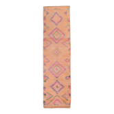 Peach & Pink Hallway Vintage Runner Rug, 84x310Cm