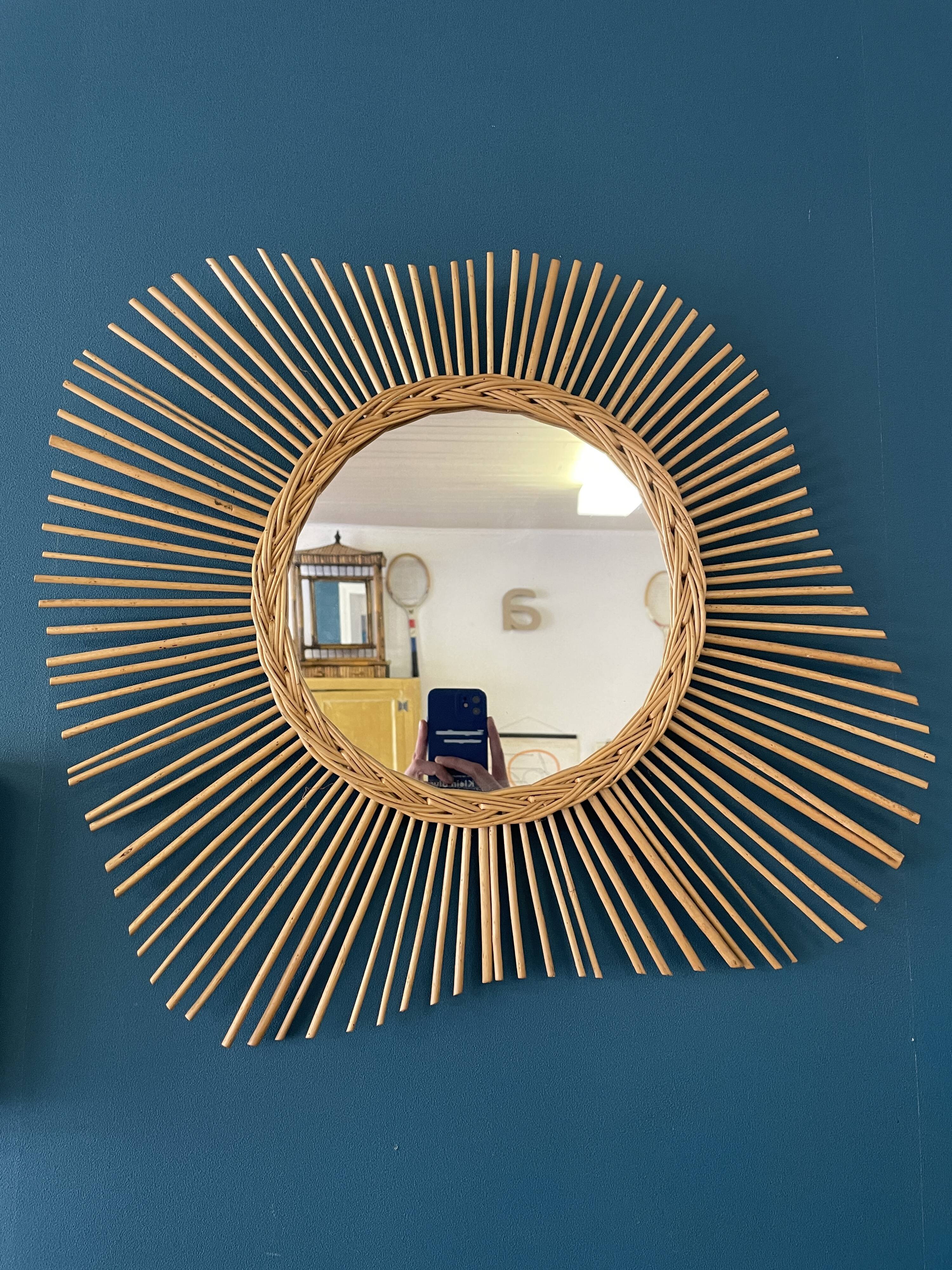 Rattan sun mirror 70s