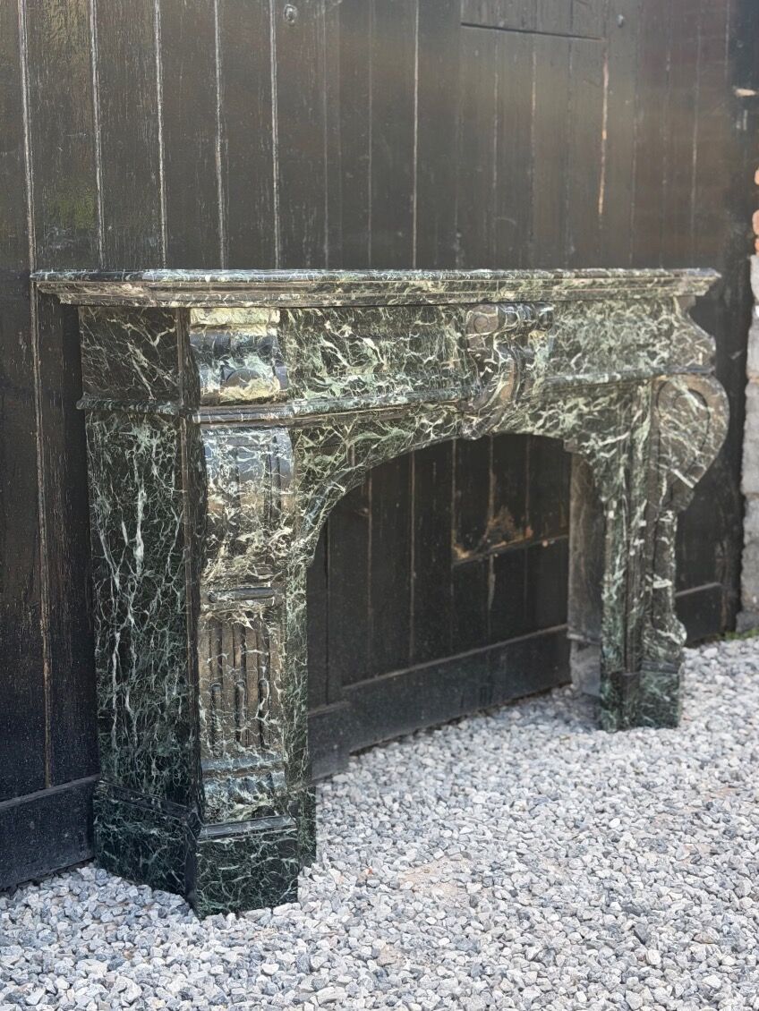 Cheminée Napoléon III en marbre vert antique, vers 1880