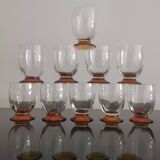 10 art-deco blown white wine glasses 1930