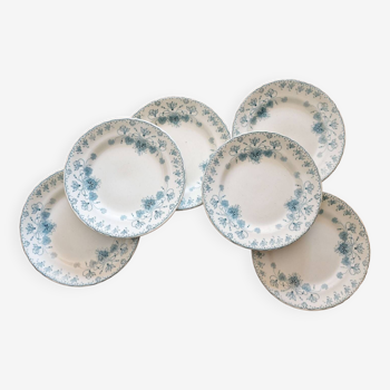 Set of 6 iron earth dessert plates Choisy le Roi model Cyclamen