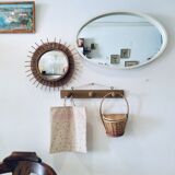 Vintage rattan sun mirror